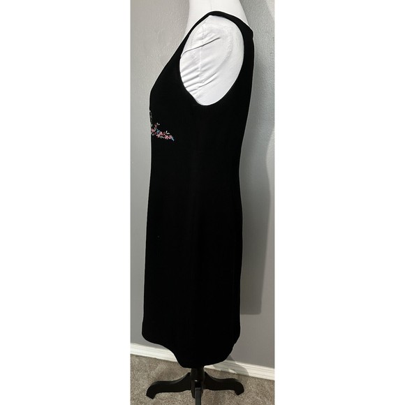 Sarah Spencer Womens Sz 6 Black Casual Dress Knee Length Sleeveless Embroidered - Picture 3 of 7
